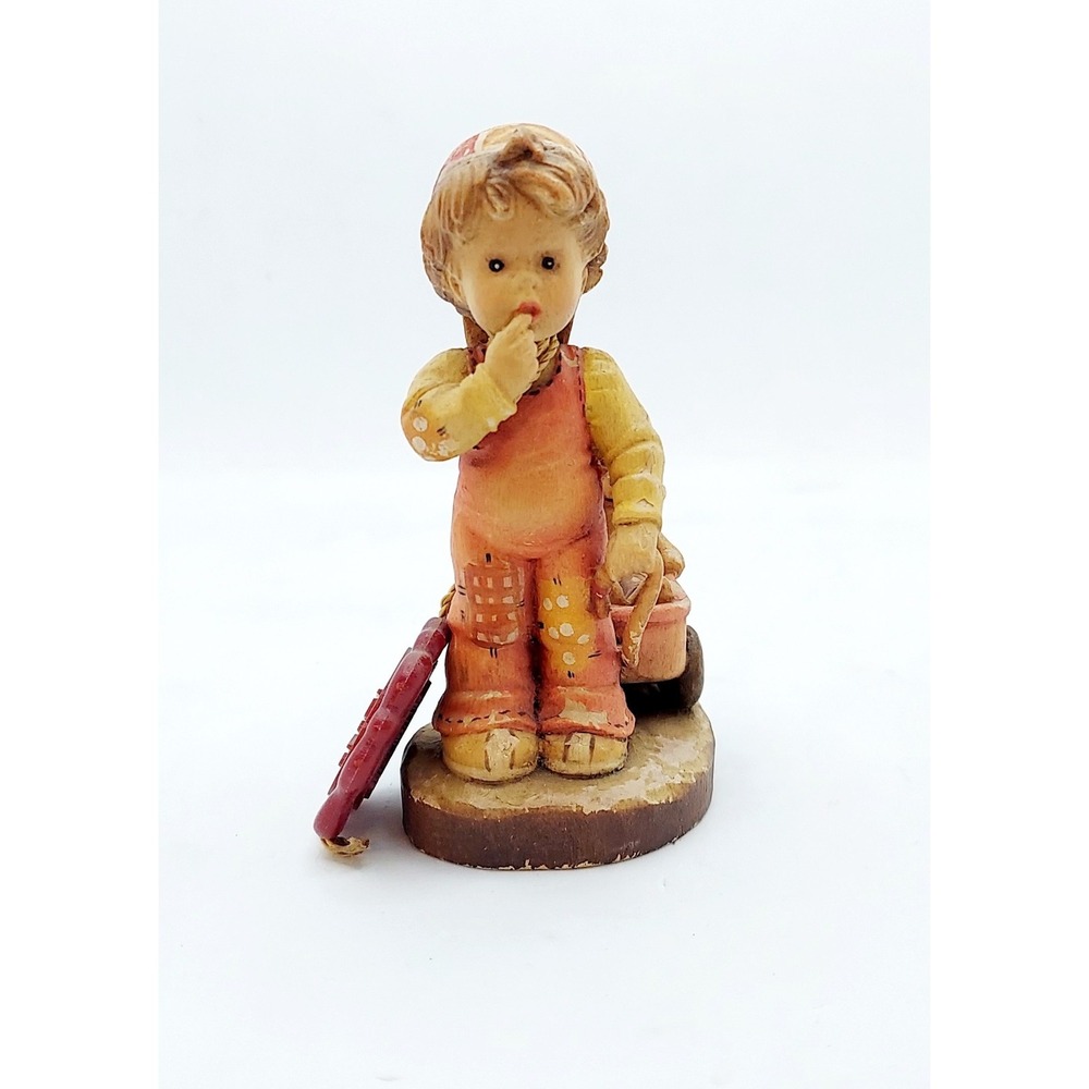 Anri Sarah Kay Boy w/ Wagon Finding Our Way Wood Carved Figure